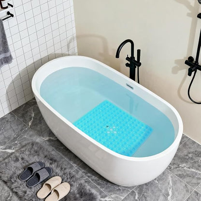 Anti-Slip Bathtub Shower mat, 20.8×20.8（Approximately 53×53cm） inch Soft Oversized Machine Washable Non-Slip Bathtub mat with Drainage Holes, Bathroom Floor Suction Cup.（1-Clear Green）