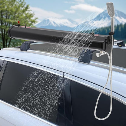 Portable Shower for Camping, 4.76-Gallon Portable Water Tank with Hose&showerhead Handheld, Roof Rack Mount Road Shower for Hiking, Car Wash, Pet Cleaning, Beach Vacations