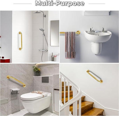 Grab Bars for Shower, 2 Pack 32-Inch Anti Slip Shower Handles for Elderly, Safety Shower Grab Bar, Stainless Steel Handicap Grab Bars for Bathroom,Toilet (Gold, 1" Diameter)
