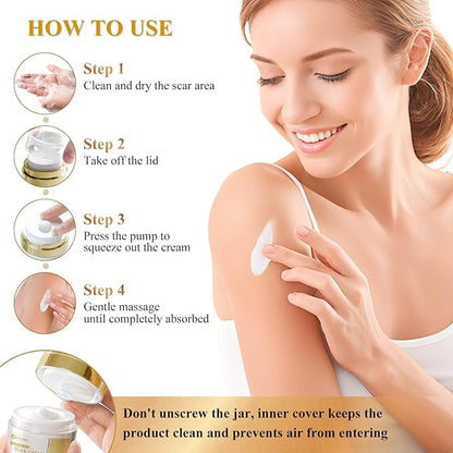 Silicone Scar Cream Scar Gel, Advanced Scar Cream for Surgical Scars, C-Section, Injury, Stretch Marks, Acne, Burns, Keloids, Old & New Scars, 1.85 Oz (55g)