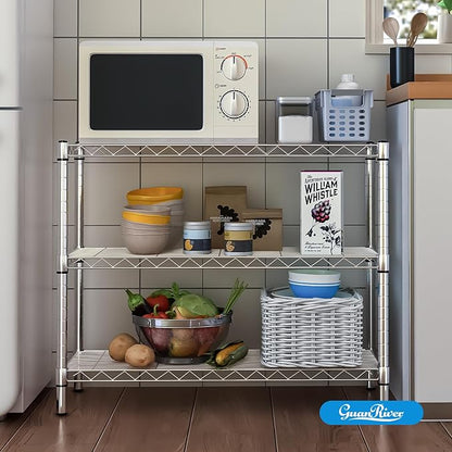 3-Shelf Adjustable Metal Shelf Wire Shelving Storage Rack for Office,Kitchen,Bedroom,Bathroom,Laundry,Pantry Basement,Garage(Chrome,36" L x 14" W x 30" H)