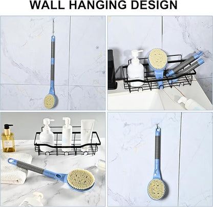 Back Scrubber Anti Slip for Shower, 21.7” Detachable Back Bath Brush for Shower, Back Scrubber, Exfoliation and Improved Skin Health for Elderly with Limited Arm Movement, Disabled (21.7” Blue)