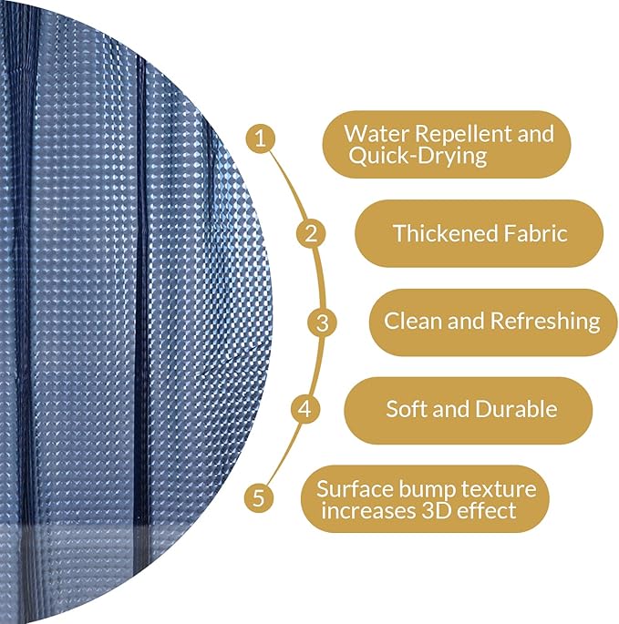 NTBAY EVA Semi-Transparent Clear Shower Curtain with Navy Checkered, Water-Repellent Liner with 3 Magnets for Bathroom, 72x72 Inches