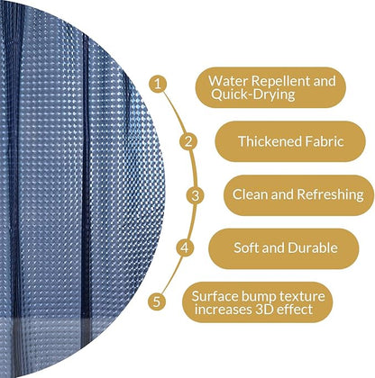 NTBAY EVA Semi-Transparent Clear Shower Curtain with Navy Checkered, Water-Repellent Liner with 3 Magnets for Bathroom, 72x72 Inches