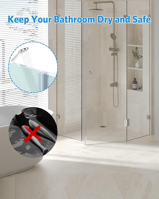 Shower Door Side Seal, 3Pack Shower Door Side Sweep Strip, Frameless Glass Doors Seal Strip for 3/8'' (10mm) Thick Doors, Showers Water Guard & Barrier 39.3'' x 0.39''