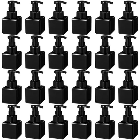 Domensi 24 Pcs Foam Pump Bottle Foaming Soap Dispenser Empty Travel Foaming Dispenser 8.5 oz Refillable Hand Soap Plastic Pump Bottle Travel Clear Container for Bathroom Vanities (Whole Black)