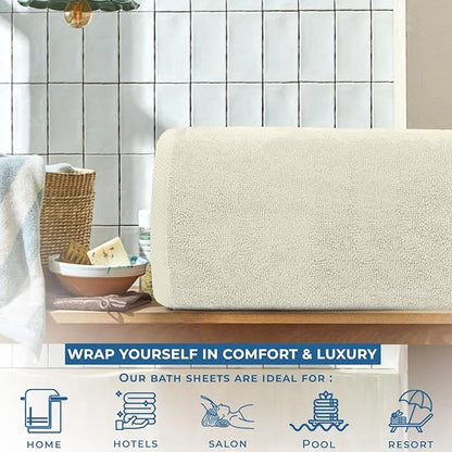 DAN RIVER Pack of 1 Bath Sheet 40x80 Inches, Extra Large Quick Dry Bath Towels, Hotel Collection Towels for Adults - Ivory