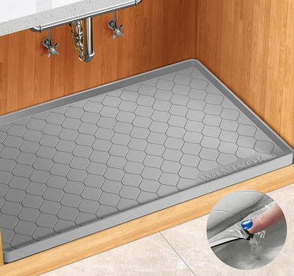 Silicone Under Sink Mat 22" x 22", kitchen Essentials and Gadgets, Shelf liner and Cabinet Protector, Home Organizers and Storage, Waterproof Bathroom Tray
