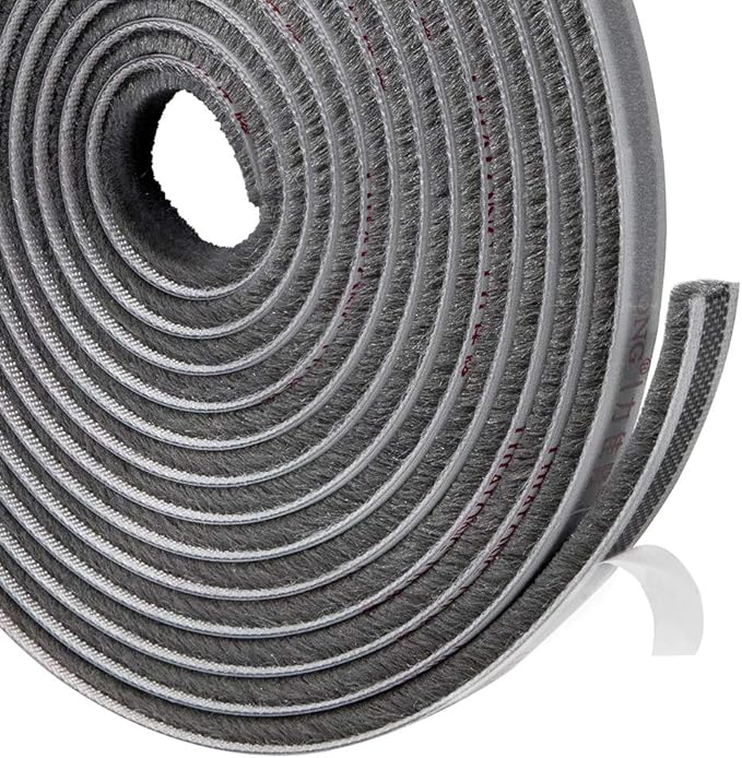 TORRAMI Felt Pile Weather Stripping 11/32 inch x 3/16 inch x 16 ft, Sliding Windows and Door Frame Side Brush Seal, Draft Stopper Soundproofing, Grey