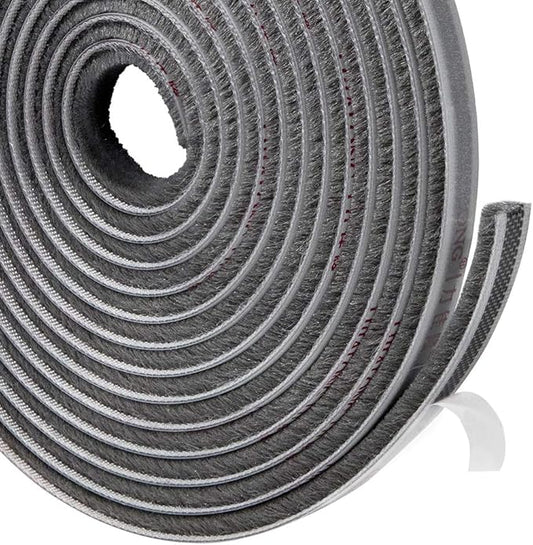TORRAMI Felt Pile Weather Stripping 11/32 inch x 3/16 inch x 16 ft, Sliding Windows and Door Frame Side Brush Seal, Draft Stopper Soundproofing, Grey