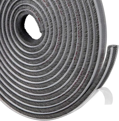 TORRAMI Felt Pile Weather Stripping 11/32 inch x 3/16 inch x 62 ft, Sliding Windows and Door Frame Side Brush Seal, Draft Stopper Soundproofing, Grey