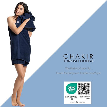 Chakir Turkish Linens | Hotel & Spa Quality 100% Cotton Premium Turkish Towels | Soft & Absorbent (8-Piece Towel Sets, Navy Blue)