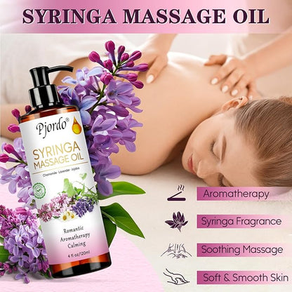 2 Pack Massage Oil for Massage Therapy, Lilac Oil, Lavender Massage Oil for Skin, with Massage Roller Ball, Natural Body Oil for Calming, Aromatic, Soothing, Christmas Spa Gifts for Him Her