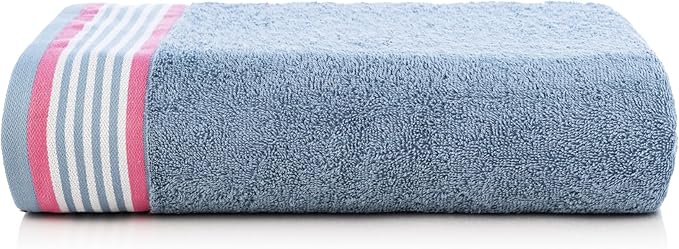 CASA COPENHAGEN He & She 2 Pieces Large Bath Sheet Set- Dusty Blue + Pink, 550 GSM, Designed in Denmark Made of Soft Egyptian Cotton for Bathroom, Kitchen & Shower