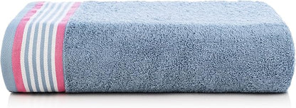 CASA COPENHAGEN He & She 2 Pieces Large Bath Sheet Set- Dusty Blue + Pink, 550 GSM, Designed in Denmark Made of Soft Egyptian Cotton for Bathroom, Kitchen & Shower