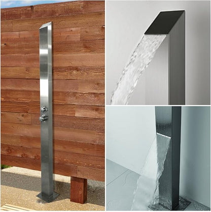 Outdoor Shower Toorak 316 Marine Grade Stainless Steel Panel-No Rust! Perfect for Swimming Pools, Backyards, Beach Houses, Resorts. Hot & Cold Water Connections, Wall Mounted or Freestanding Options