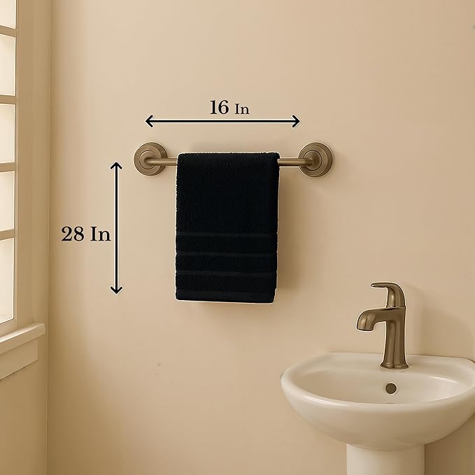 Casa Platino 6 Pack Hand Towels for Bathroom (16"x28") - Spa & Hotel Quality - 100% Cotton, Ring Spun - Quick Dry, Ultra Soft & Absorbent Black Hand Towels Set of 6 - Perfect for Everyday Use - Black
