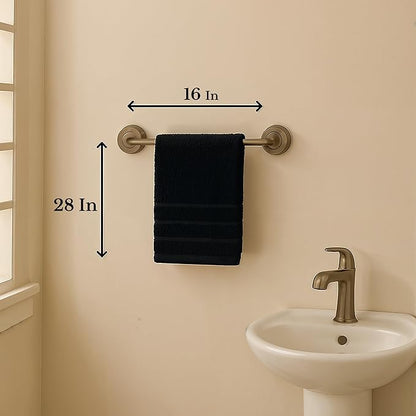 Casa Platino 6 Pack Hand Towels for Bathroom (16"x28") - Spa & Hotel Quality - 100% Cotton, Ring Spun - Quick Dry, Ultra Soft & Absorbent Black Hand Towels Set of 6 - Perfect for Everyday Use - Black