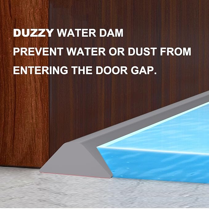 Duzzy 39 Inch Collapsible Shower Water Dam, Shower Threshold Water Stopper Barrier and Retention System and Keeps Water Inside Threshold Dry and Wet Separation, Suitable for Bathroom & Kitchen