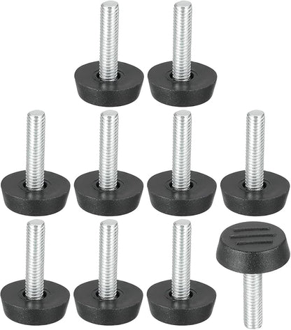 PATIKIL 10 Pcs M6 x 24.5mm Thread Adjustable Furniture Levelers, Furniture Feet Levelers Screw on Steel Screw in Threaded Leveling Feet Glides for Table Chair Cabinet Patio Legs