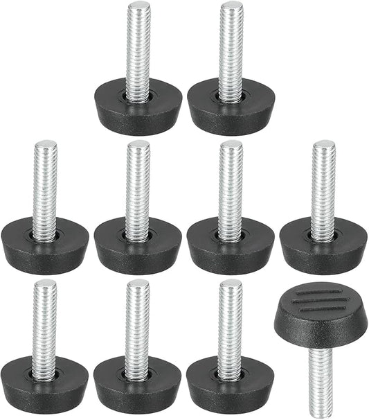PATIKIL 10 Pcs M6 x 24.5mm Thread Adjustable Furniture Levelers, Furniture Feet Levelers Screw on Steel Screw in Threaded Leveling Feet Glides for Table Chair Cabinet Patio Legs