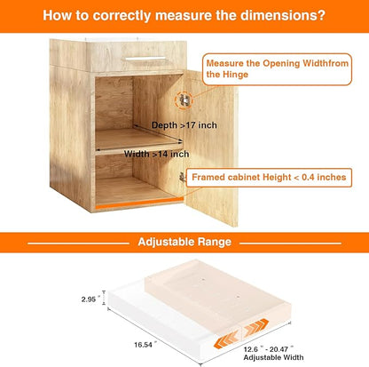 LEGUANG Expandable Pull-Out Cabinet Organizers (12.6-20.4" W x 16.54" D) - Upgraded 3 Quiet Slide Rails, Nano-Film Adhesive Fixing, White, Fit Kitchen/Living Room/Bathroom/Vanity