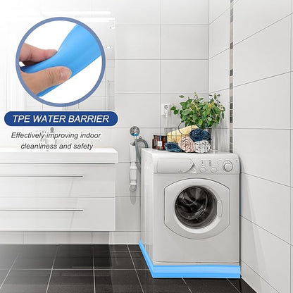 PATIKIL 2" Collapsible Shower Threshold Water Barrier, 78 Inch Self Adhesive Shower Door Bottom Seal Silicone Water Splash Guard for Bathroom Kitchen, Blue (6.5 Feet)