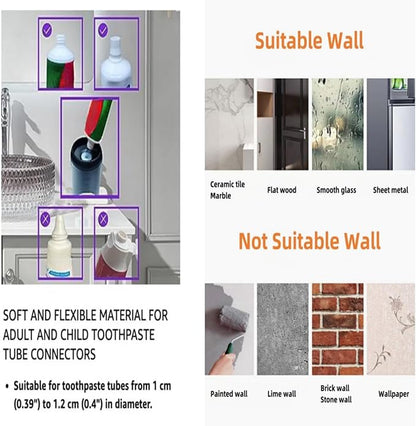 No-Drill Wall Mounted Toothbrush Holder, Bathroom Shelf, with Automatic Toothpaste Dispensers 4 Brush Hooks1 Magnetic Cups 1 Cosmetic Drawer Organizer and Large Storage (1 Dispenser 1 Cup)