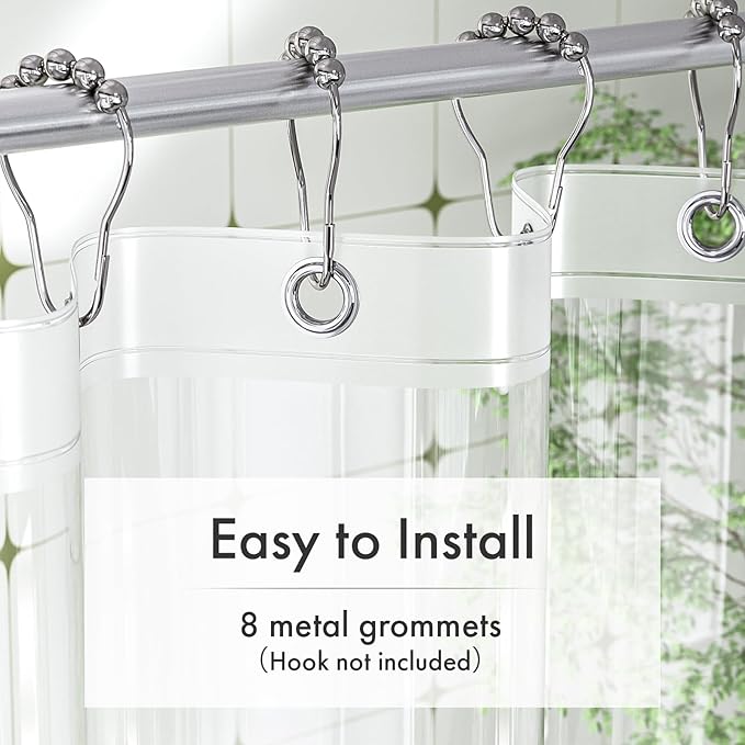 Amazer Shower Stall Curtain Liner 48x72, Clear Shower Liner PEVA Medium Weight Inside Shower Curtain for Bathroom with Rustproof Grommets