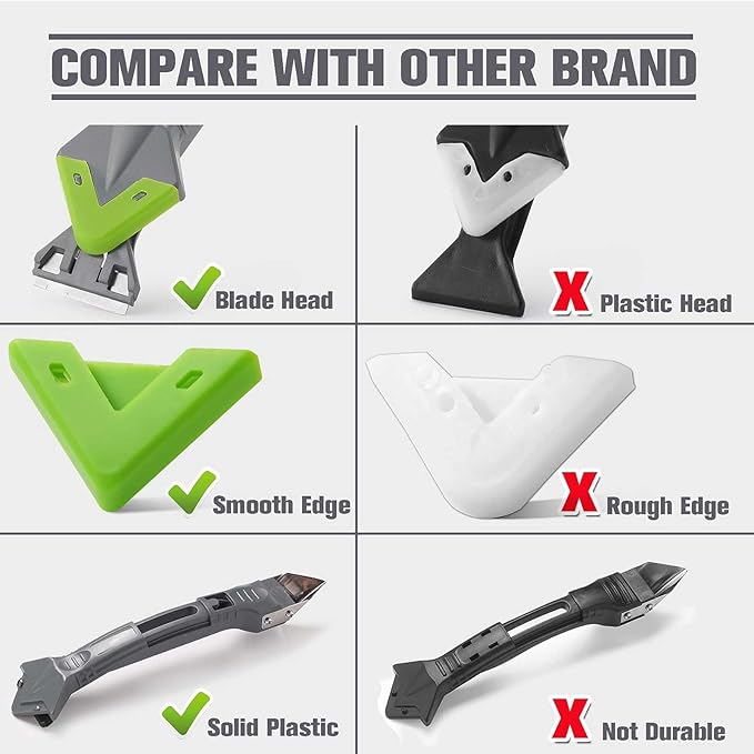 caulk remover tool,Silicone Caulking Tool Kit,Caulking Tool 5 in 1 with Grout Scraper,Adhesive Residue Scraper Seam Repair Kit,Ideal for Kitchen, Bathroom, and Window Sealing Finishing