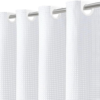 Inhousolu No Hook Waffle Weave Shower Curtain with Removable Snap in Fabric Liner Set for Bathroom, 230 GSM Heavy Duty Weighted Hem, Water Repellent Washable Bath Curtains, 36 x 72 Inch, White