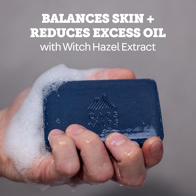 Oars + Alps Blue Charcoal Exfoliating Men's Bar Soap, Charcoal Bar Soap for Men Made with Clean Ingredients, No Harsh Chemicals, Travel Size, 6pk