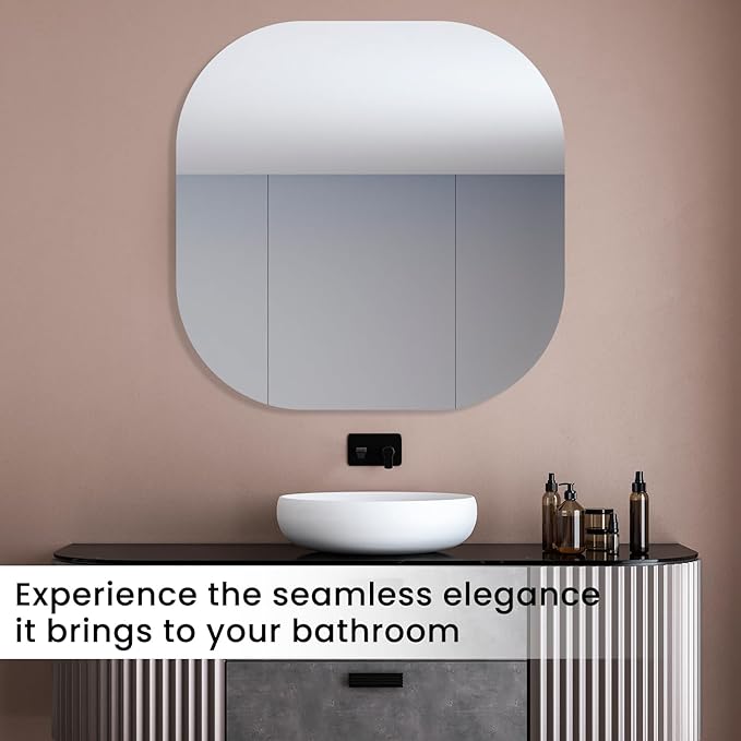 VASUHOME Frameless Bathroom Mirror, 20 x 20 Inch Wall Vanity Mirror, Large Wall Mounted Mirrors for Bathroom, Living Room, Bedroom, Entryway