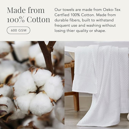 NY Loft 100% Cotton 6 Piece Bath Towel Set | White Towels | Oeko-TEX® Standard 100 | Soft & Absorbent, Quick-Dry | 2 Bath Towels 2 Hand Towels and 2 Washcloths | Trinity Collection - White