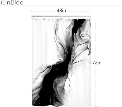 Cinbloo Small Stall RV Black and White Shower Curtain 48Wx72H Abstract Marble Modern Ombre Grey Gray Bathroom Curtain Set Minimalist Chic Simple Cool Neutral Bath Bathroom Accessories Decor