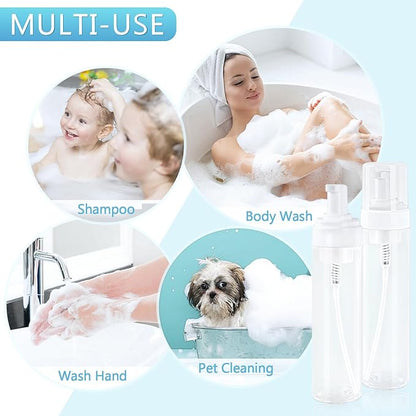 Foam Pump Bottle 8.5oz/250ml Clear Empty Foam Bottle Pump, Travel Foam Bottles for Soap, Shampoo, Cleaning Foam Dispenser Bottle Refillable (4 Pack)