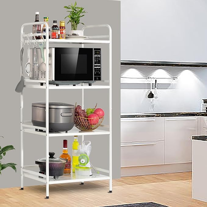 HDANI Storage Shelves, 4-Tier Metal Storage Rack with Shelf,Shelf Organizer,Garage Standing Shelving Unit for Laundry,Bathroom,Kitchen,Pantry, Closet,23.6''W X 13.8''D X 50 H'',White