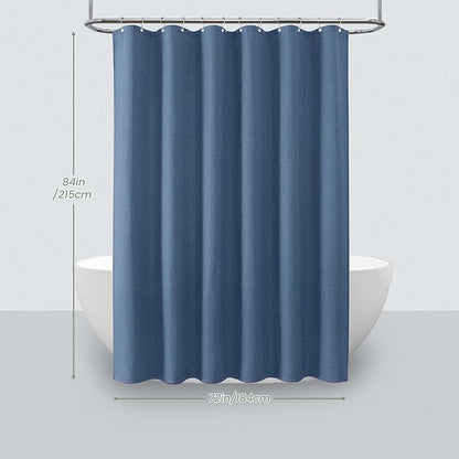 Inhousolu Fabric Shower Curtain Waffle Weave, Moonlight Blue 230 GSM Heavy Duty, Weighted Hem, 14 Metal Hooks, Water Repellent, Machine Washable, Hotel Spa Luxury Bath Curtain Set, 72 x 84 Inch