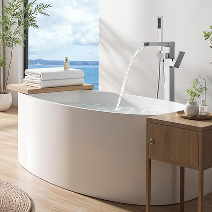 Freestanding Tub Faucet Brushed Nickel: ALEASHA High Flow Max 6.74 GPM Free Standing Tub Filler - Brass Modern Floor Mount Bathtub Faucet with Handheld Shower, for The Ultimate Elegant SPA Experience