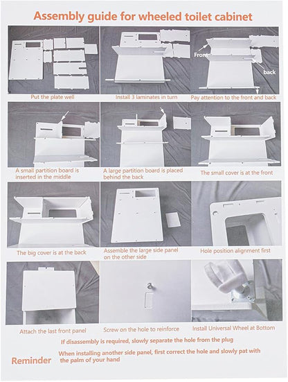 Slim Bathroom Storage Cabinet 4 Layers White Toilet Paper Storage with 4 Wheels Small Narrow Bathroom Storage Cabinet for Storing Tissues, Shampoos, Creams