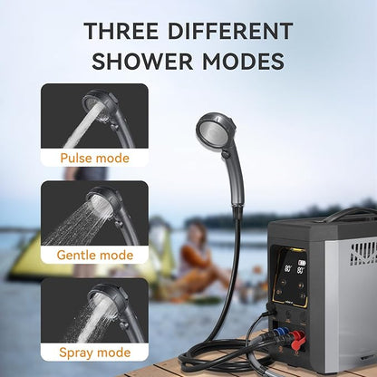 Powered Portable Water Heater, Battery-Powered Camping Water Heater, On-Demand Propane Camping Shower & Shower Pump Constant Temperature, Rechargeable Battery