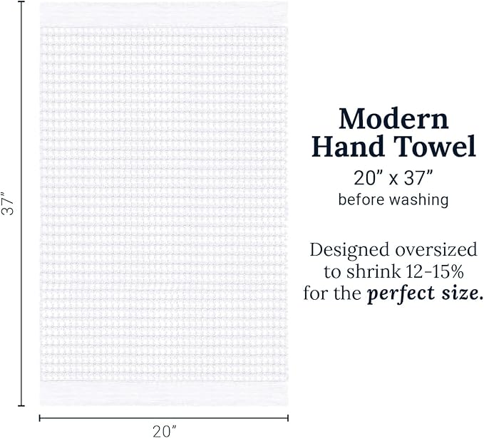 GILDEN TREE Waffle Hand Towels for Bathroom Quick Dry Large Luxury Lint Free Super Absorbent Cotton Hand Towels Set of 2, Modern Style (White)