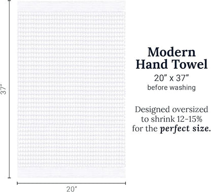 GILDEN TREE Waffle Hand Towels for Bathroom Quick Dry Large Luxury Lint Free Super Absorbent Cotton Hand Towels Set of 2, Modern Style (White)