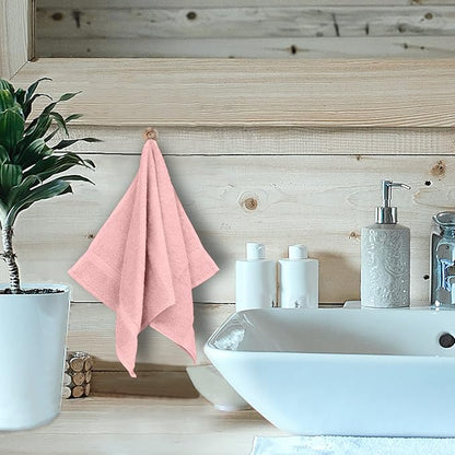 Monogrammed Hand Towel, Personalized Initial Gift, Extra Absorbent 100% Turkish Cotton - Soft Terry Finish - Set of 2 - Black Block Initial A - Embroidered on Pink Towels