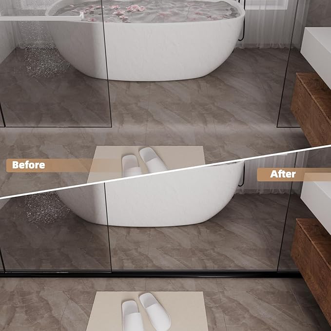 39” Black Shower Threshold Water Dam Stopper for Dry and Wet Separation,Self Adhesive Collapsible Walk in Shower Splash Guard Seal Strip, Silicone Sink Edge Water Barrrier for Bathroom and Kitchen