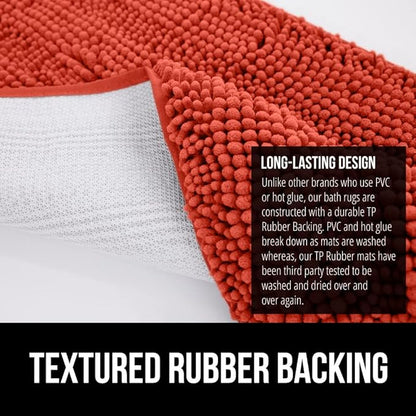 GORILLA GRIP Bath Rug Mat 30x20, Soft Absorbent Chenille, Quick Dry Microfiber Mats, Rubber Backing Washable Shower Floor Rugs, Bathmat Runner, US Designed Bathroom Accessories Decor, Sunset Orange