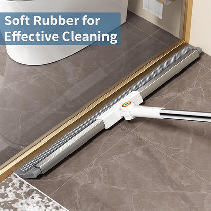 Squeegee Broom for Floor, Rubber Silicone Magic Broom with 180° Rotating Head & 63" Long Handle, Floor Squeegee Broom for Indoor/Outdoor Floor Cleaning, Pet Hair, Tile, Garage Concrete, Glass