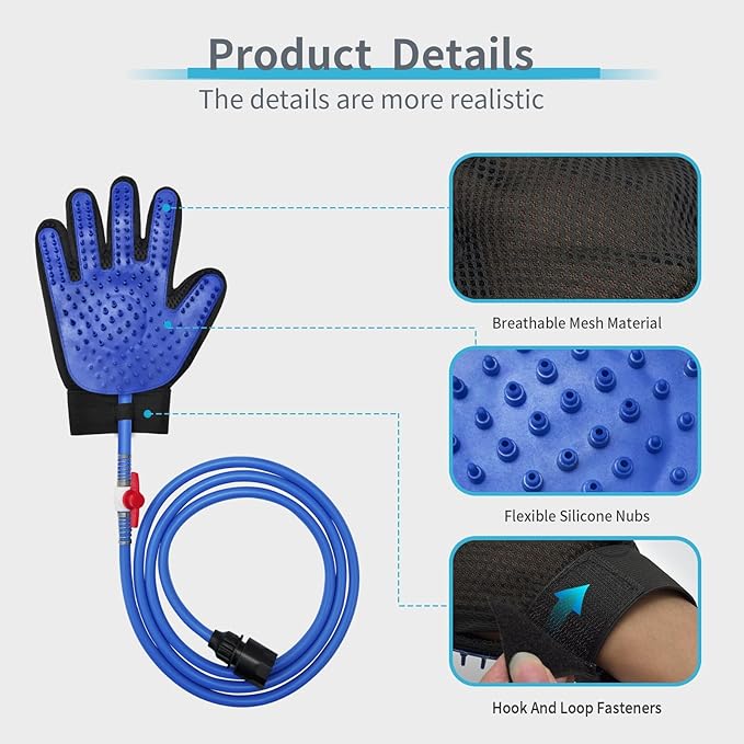 Dog Shower Attachment & Dog Washing Hose Attachment – The Ultimate Dog Wash Shower Attachment with Dog Bath Gloves & Scrubber for Grooming