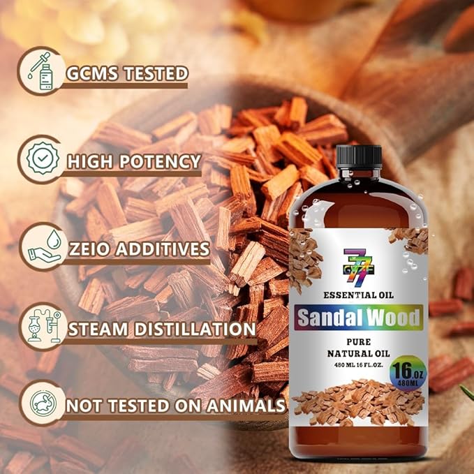 Sandalwood Essential Oil (16 oz / 480 ml) – Sandalwood Oils for diffusers, humidifiers, Home Baths, Cleaning Products, Yoga, DIY Soaps and DIY Scented Candles