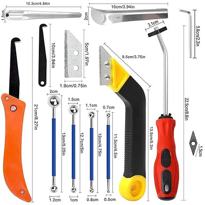 25pcs Grout Removal Tool, Caulking Removal Tools Tile Grout Saw and Grout Hand Saw with 13 Pieces Extra Blades, Tile Joint Cleaning Tool, Caulking Edge Kit, Tile Caulk Finishing Tool